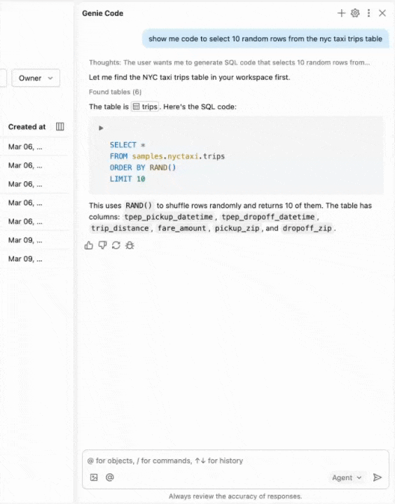 Jalankan kode SQL di panel asisten.