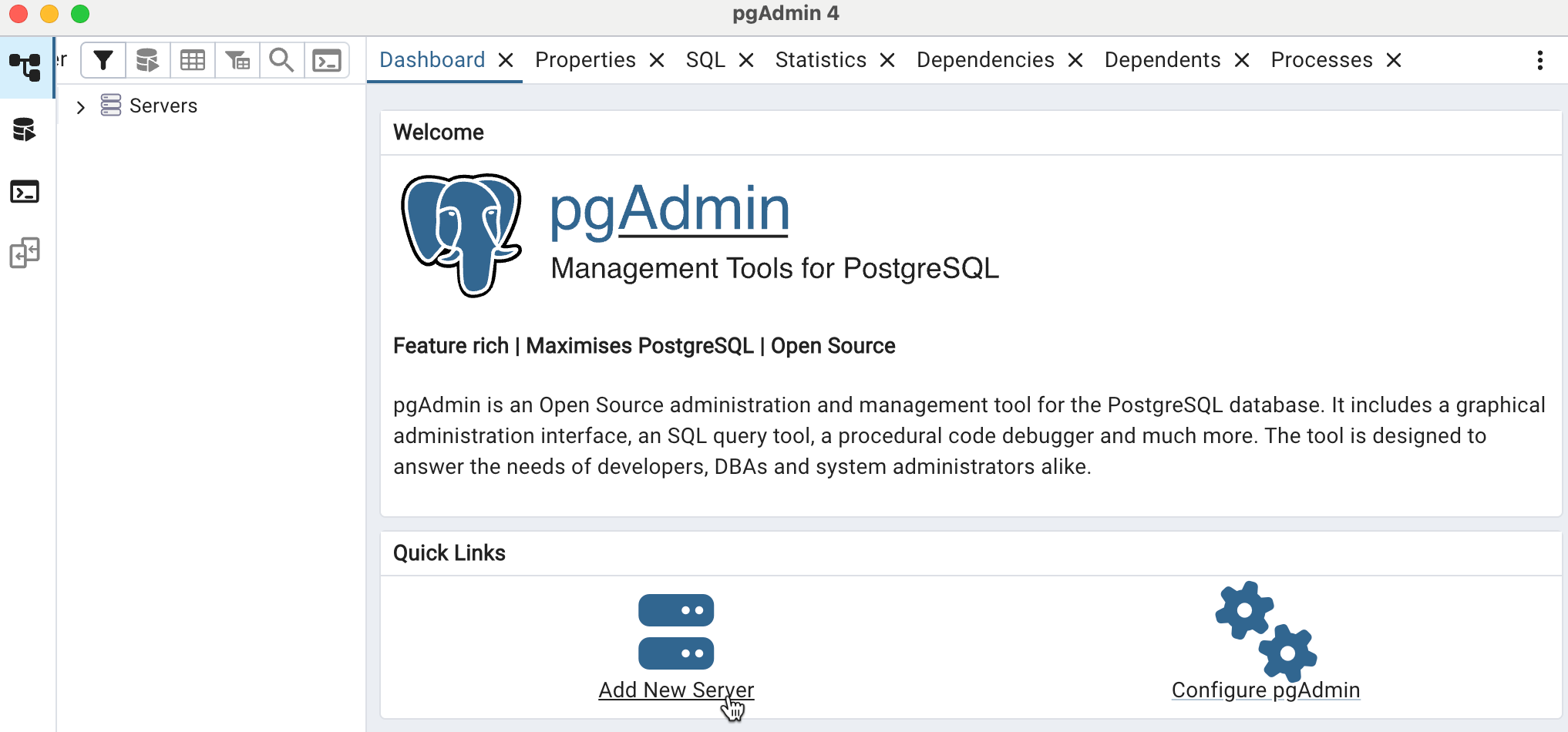 pgadmin tambahkan server