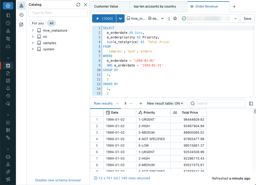 Antarmuka pengguna editor SQL