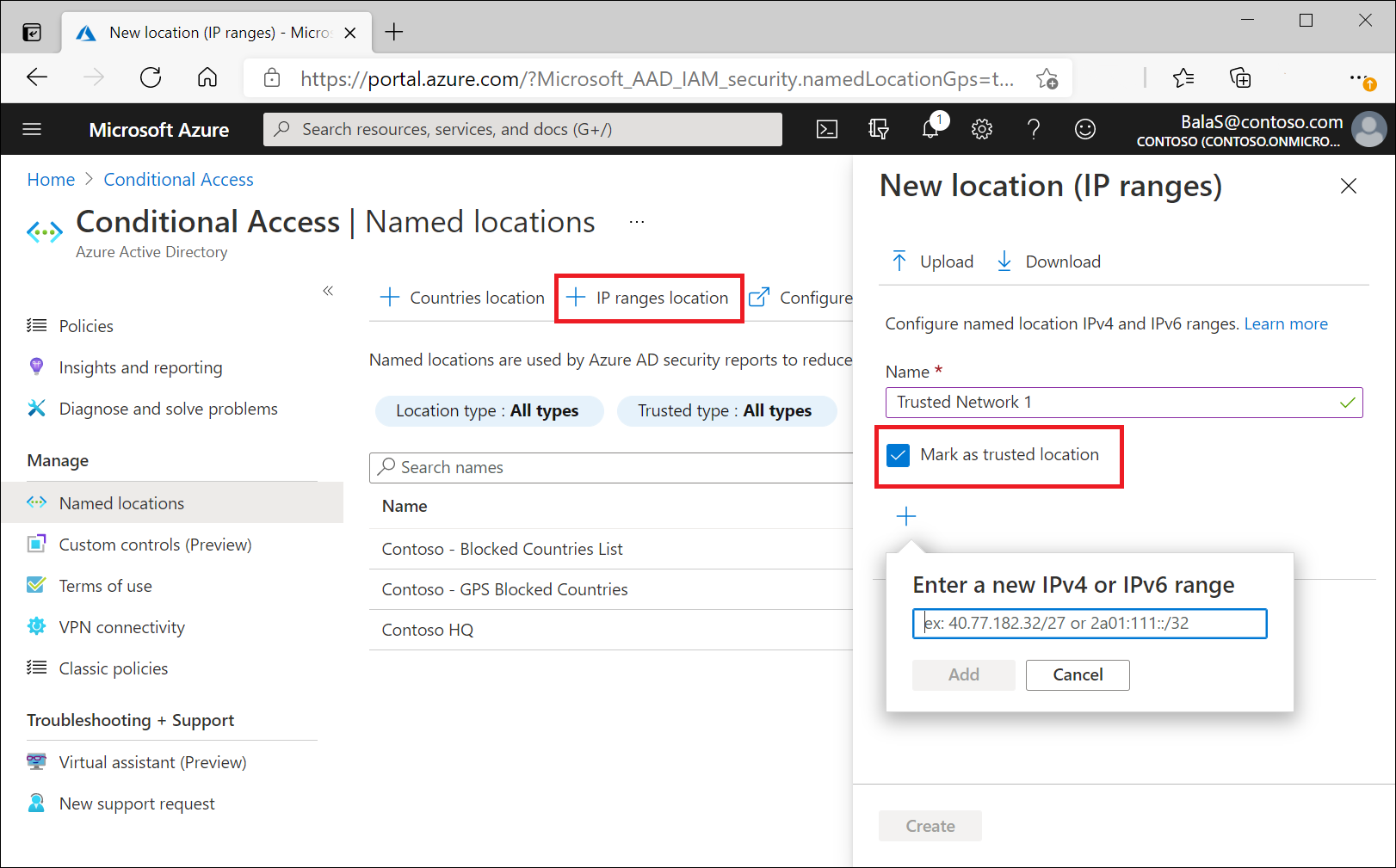 Lokasi IP baru di portal Microsoft Azure