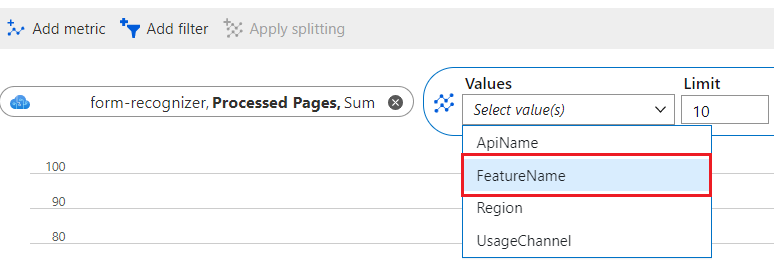 Cuplikan layar nilai Terapkan pemisahan menu dropdown.