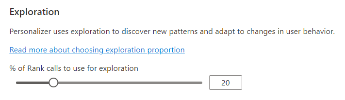 Nilai eksplorasi menentukan persentase panggilan Peringkat apa yang dijawab dengan eksplorasi