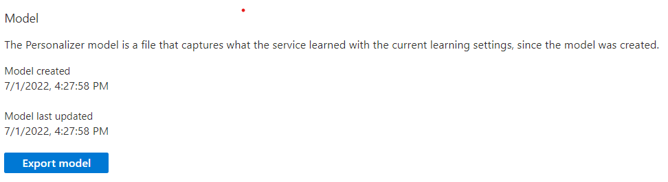 Ekspor model Personalizer saat ini