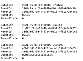 Cuplikan layar memperlihatkan log penagihan yang dibuat dengan menjalankan perintah Get-AksHciLogs dengan parameter -BillingRecords.