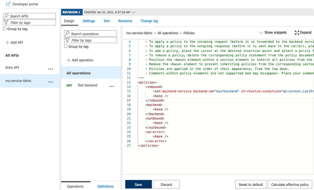 Mengonfigurasi kebijakan set-backend-service