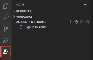 Cuplikan layar masuk ke Azure di Visual Studio Code.