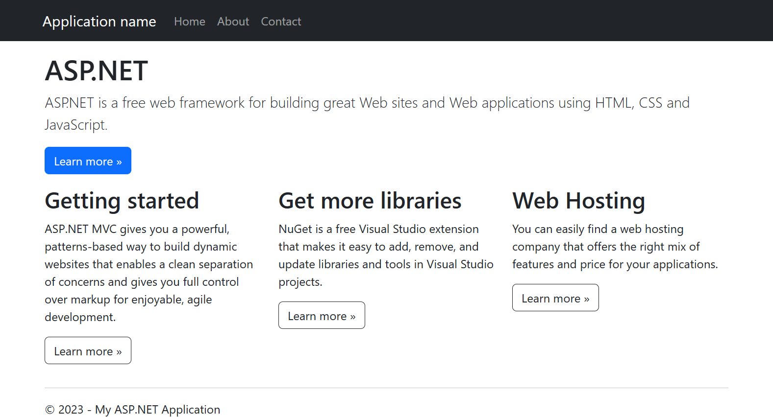 Cuplikan layar Visual Studio - aplikasi web ASP.NET Framework 4.8 di Azure.