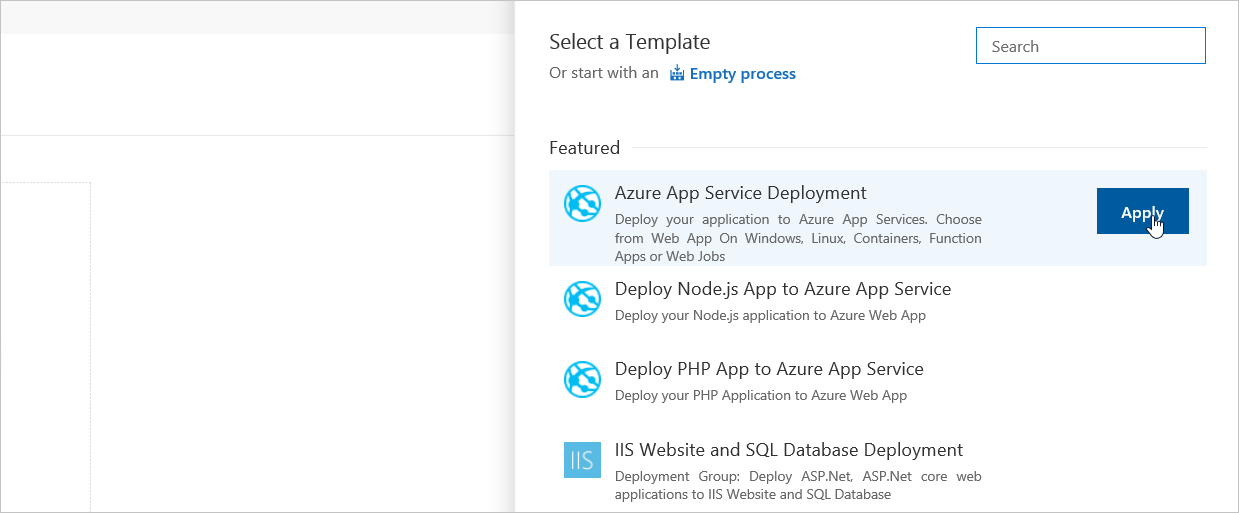 Terapkan template Penerapan Azure App Service di Azure DevOps Services