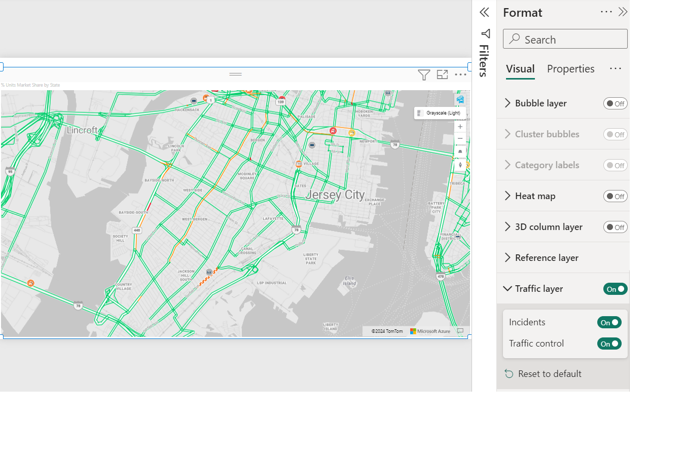 Peta yang menampilkan data lalu lintas real-time.