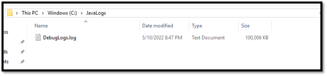 Cuplikan layar file log teks pada mesin agen.