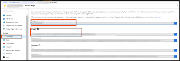 Storage account keys