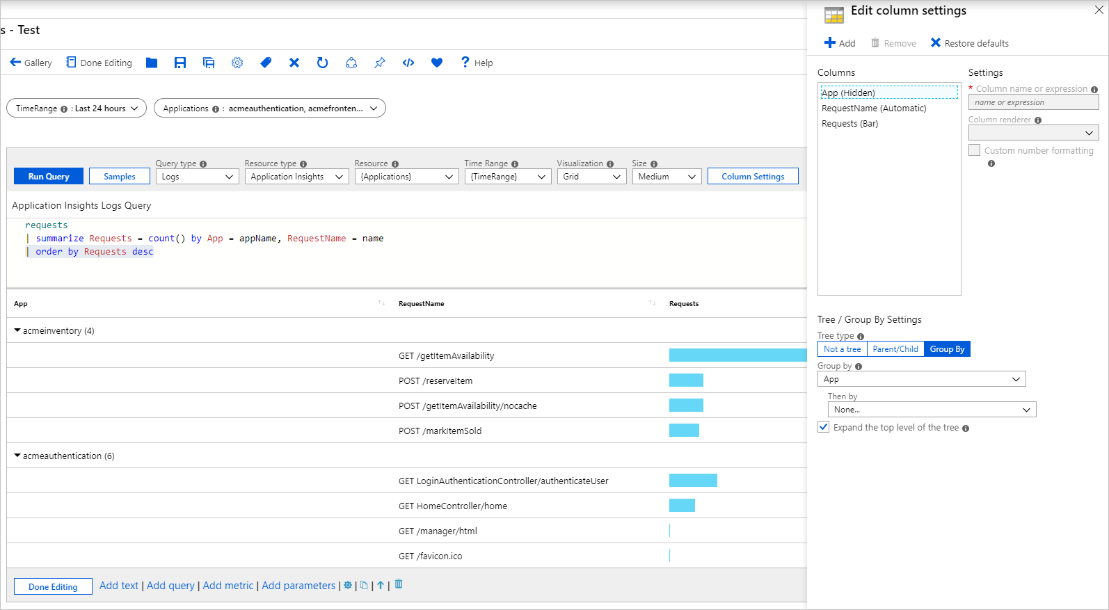 Screenshot that shows the creation of a tree visualization in workbooks.
