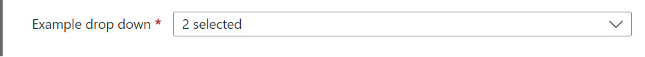 Cuplikan layar elemen UI Microsoft.Common.DropDown dengan multi-pilih diaktifkan dan beberapa nilai default.