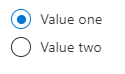 Cuplikan layar elemen UI Microsoft.Common.OptionsGroup dengan tombol radio yang diratakan secara vertikal.