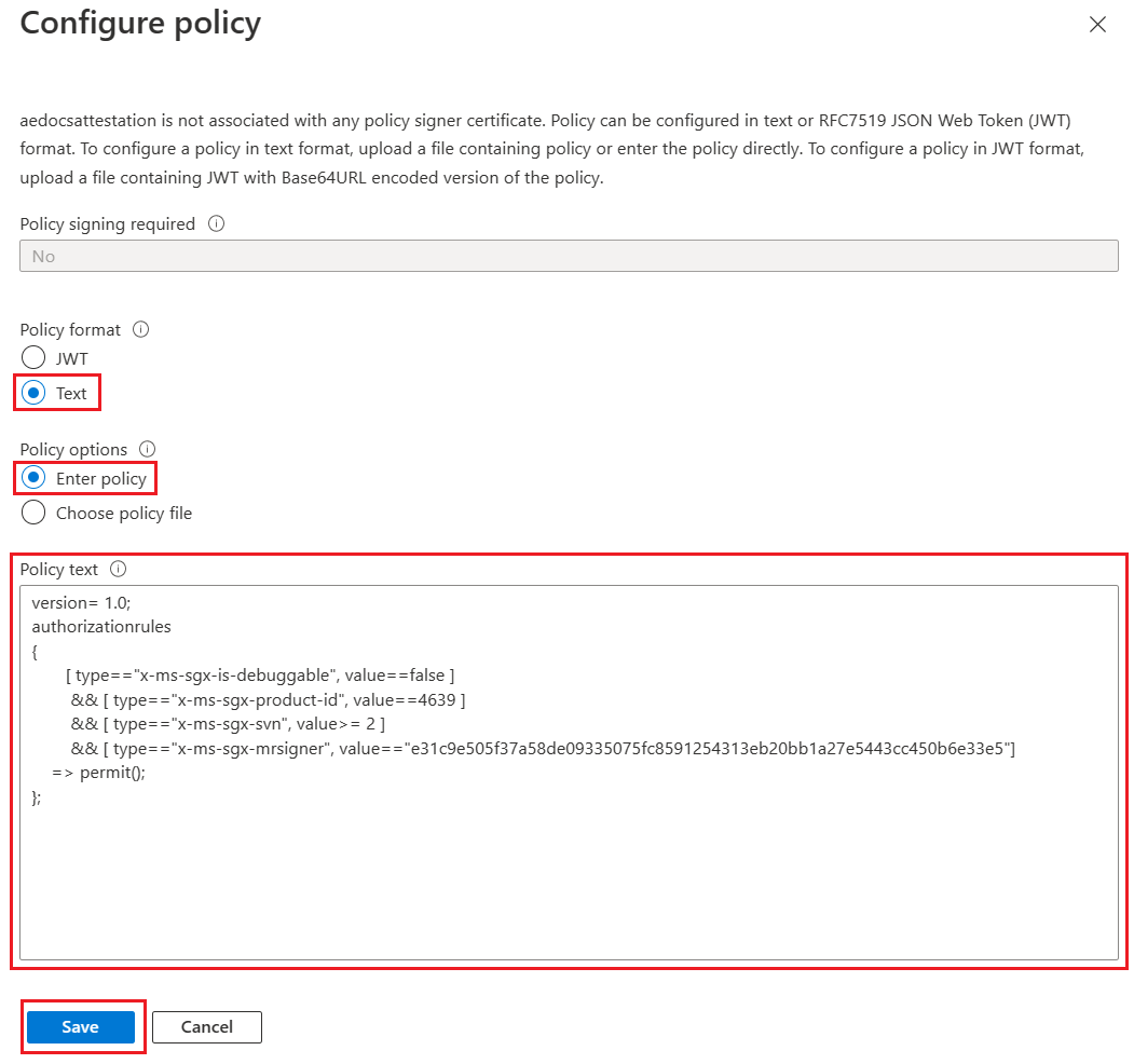 Cuplikan layar mengedit kebijakan pengesahan di portal Azure.