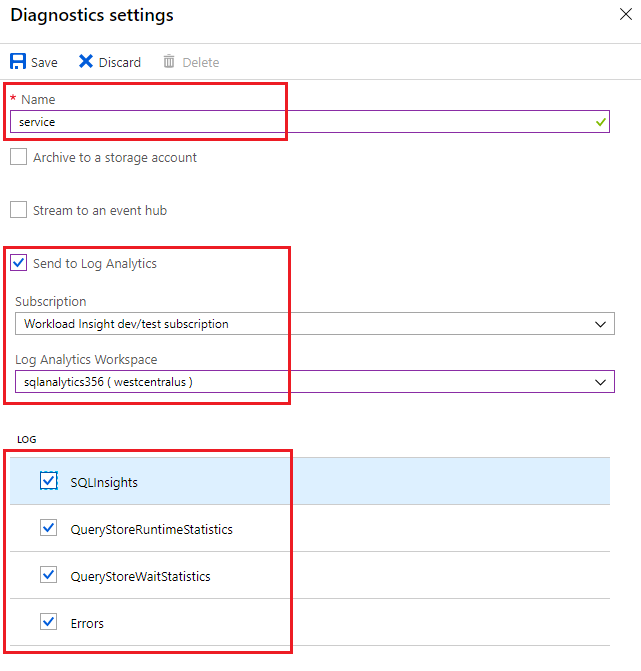 Mengonfigurasi diagnostik untuk database instans.