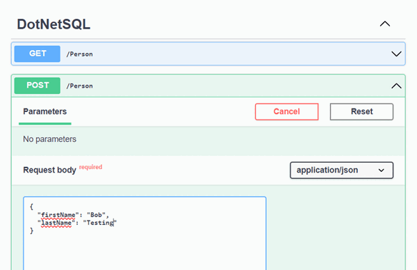 Cuplikan layar memperlihatkan cara menguji API.