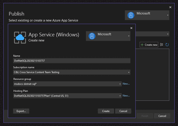 Cuplikan layar memperlihatkan cara menyebarkan dengan Visual Studio.