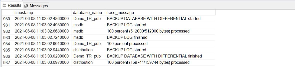 Output XEvent memperlihatkan cadangan diferensial