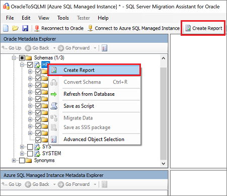 Cuplikan layar yang menampilkan Buat Laporan.