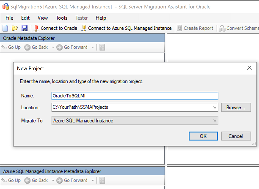 Cuplikan layar yang menunjukkan Proyek Baru.