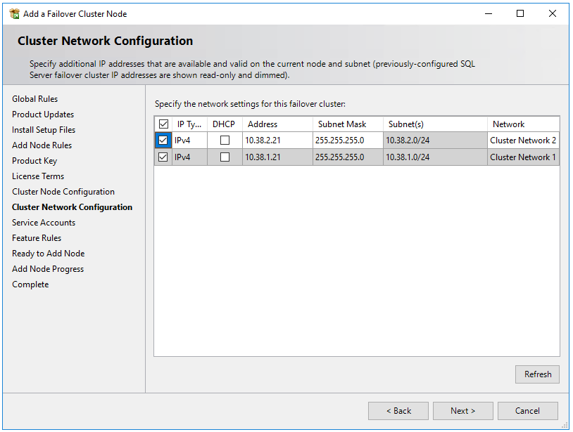 Cuplikan layar yang memasukkan alamat IP sekunder di subnet subnet komputer virtual SQL Server kedua.