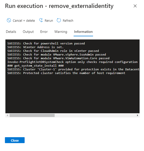 Cuplikan layar yang menunjukkan kemajuan keseluruhan dari cmdlet secara waktu nyata saat berjalan.
