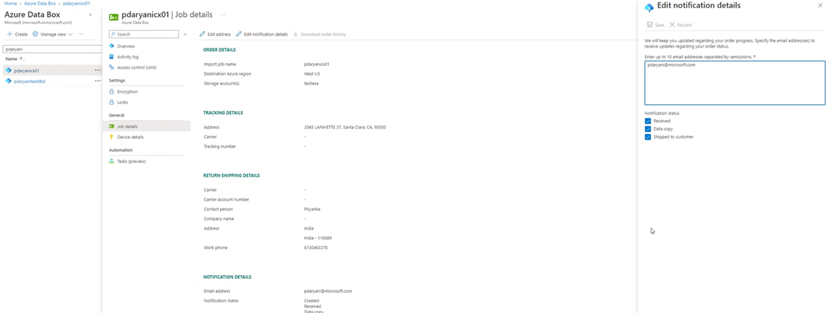 Cuplikan layar memperlihatkan cara mengedit email pemberitahuan.