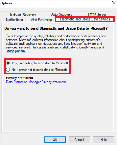 Cuplikan layar memperlihatkan opsi telemetri konsol.