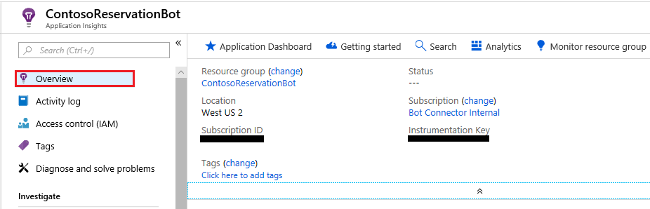 Tangkapan layar portal kunci Instrumentasi