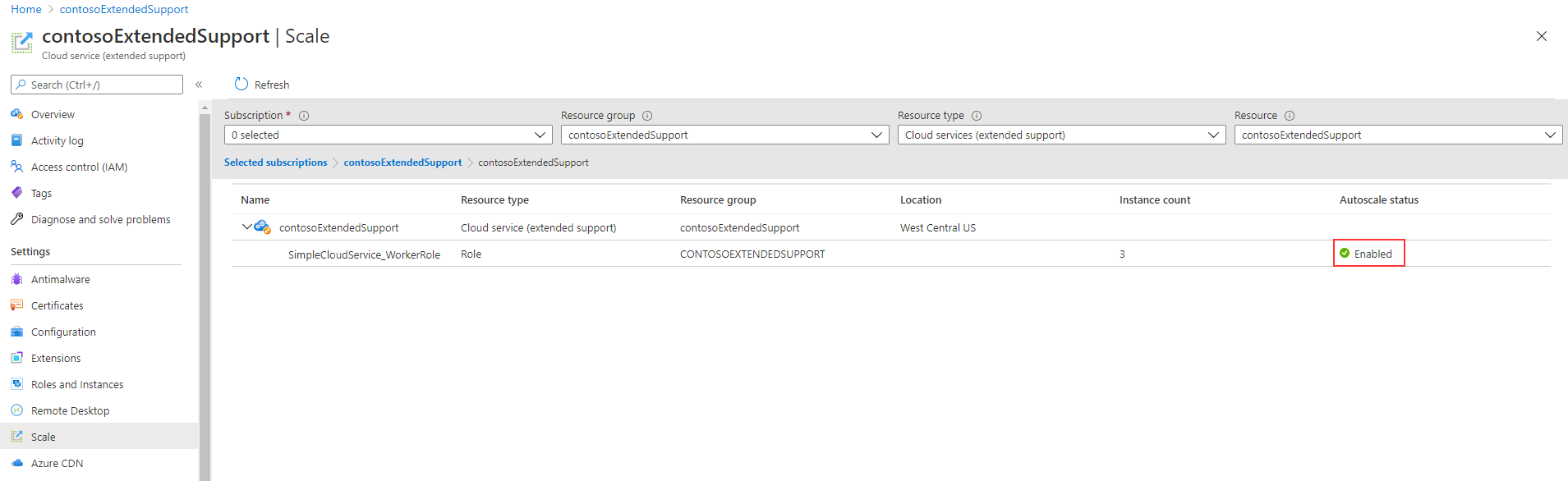 Gambar menampilkan proses penyesuaian aturan penskalaan yang ada di portal Microsoft Azure