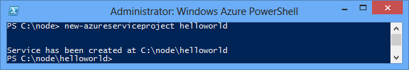 Hasil dari perintah helloworld New-AzureService