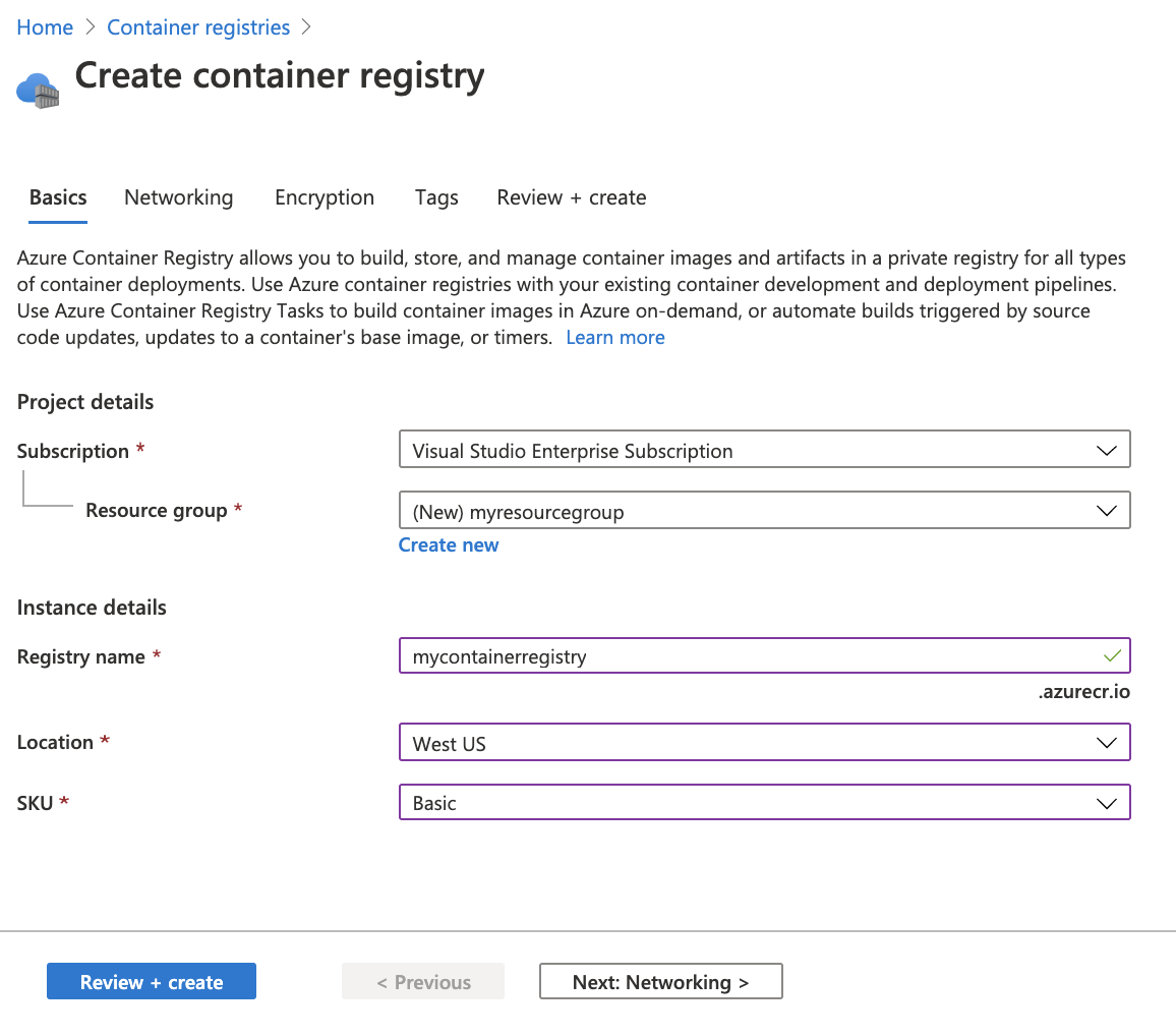 Membuat registri kontainer di portal