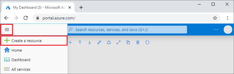 Cuplikan layar pembuatan sumber daya di portal Microsoft Azure.