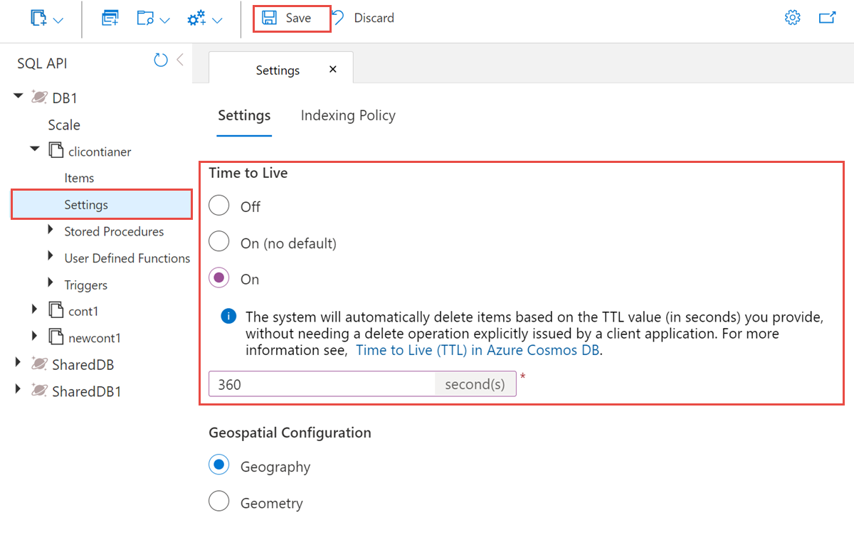 Mengonfigurasi Waktu hidup di portal Microsoft Azure