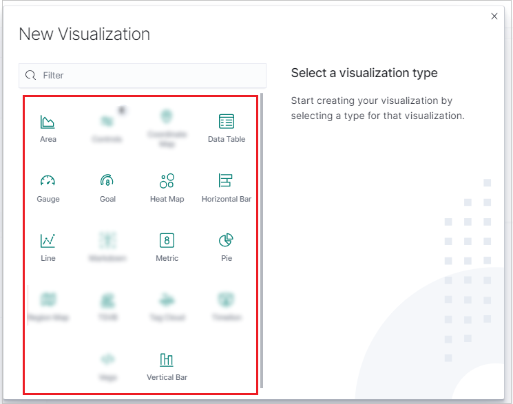 Cuplikan layar memilih jenis visualisasi.