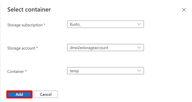 Cuplikan layar jendela kontainer tertentu.