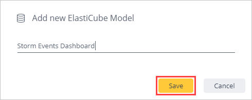 Tambahkan model ElastiCube baru.