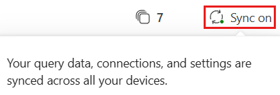 Cuplikan layar bilah tab dengan status Sinkronisasi yang disorot.