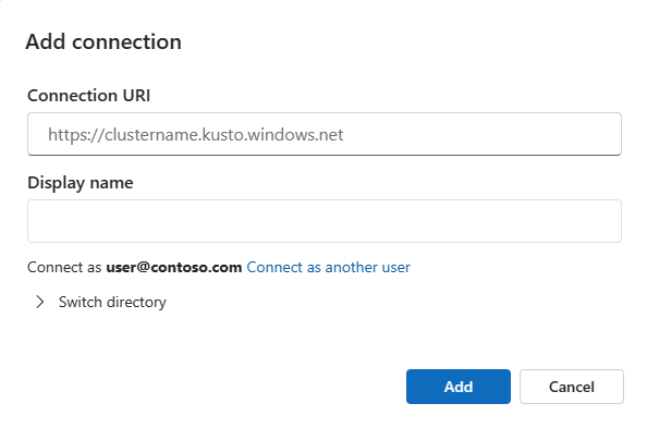 Cuplikan layar kotak dialog tambahkan koneksi kluster.