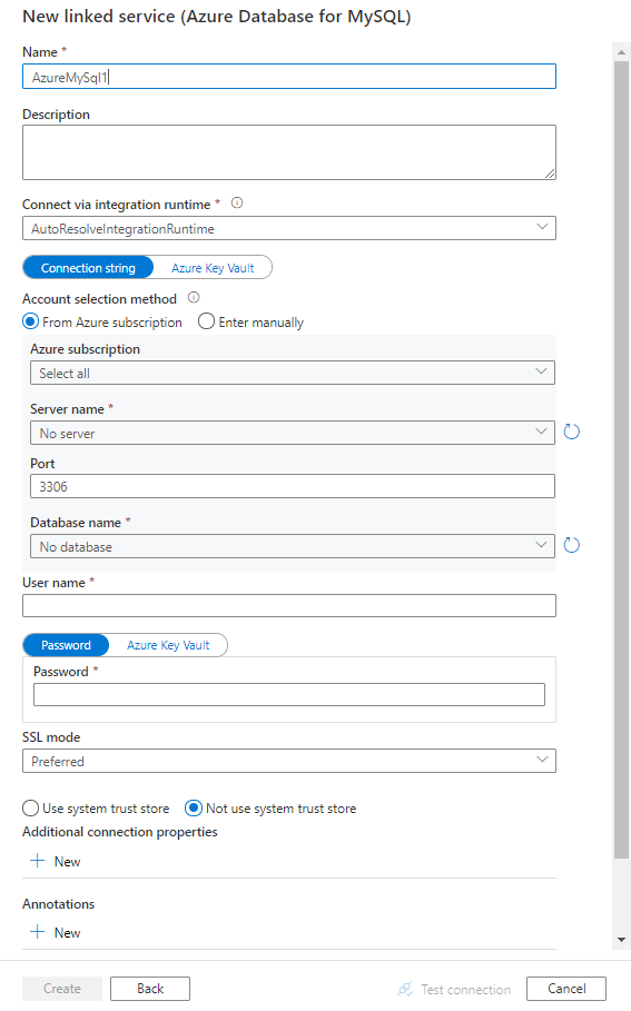 Konfigurasikan layanan tertaut ke Azure Database for MySQL.