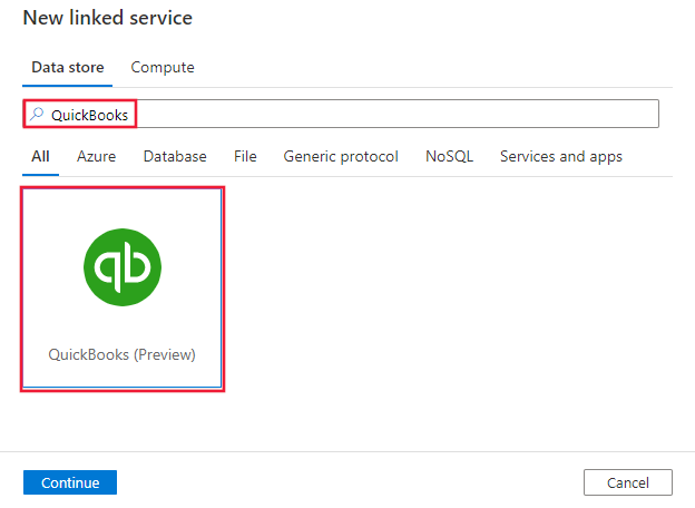 Tangkapan layar konektor QuickBooks.