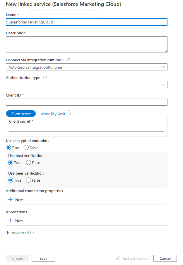 Konfigurasikan layanan tertaut ke Salesforce Marketing Cloud.