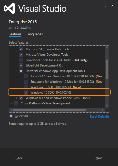 Data Lake Tools for Visual Studio menjalankan secara lokal Windows 10 SDK