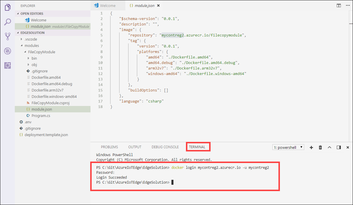 Membangun dan mendorong solusi Azure IoT Edge