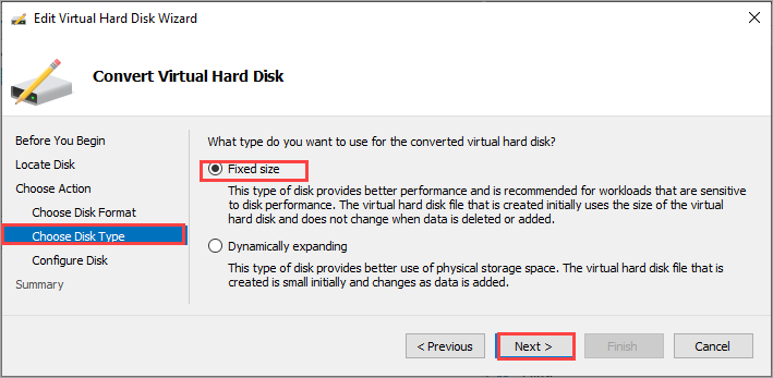 Pilih halaman jenis disk