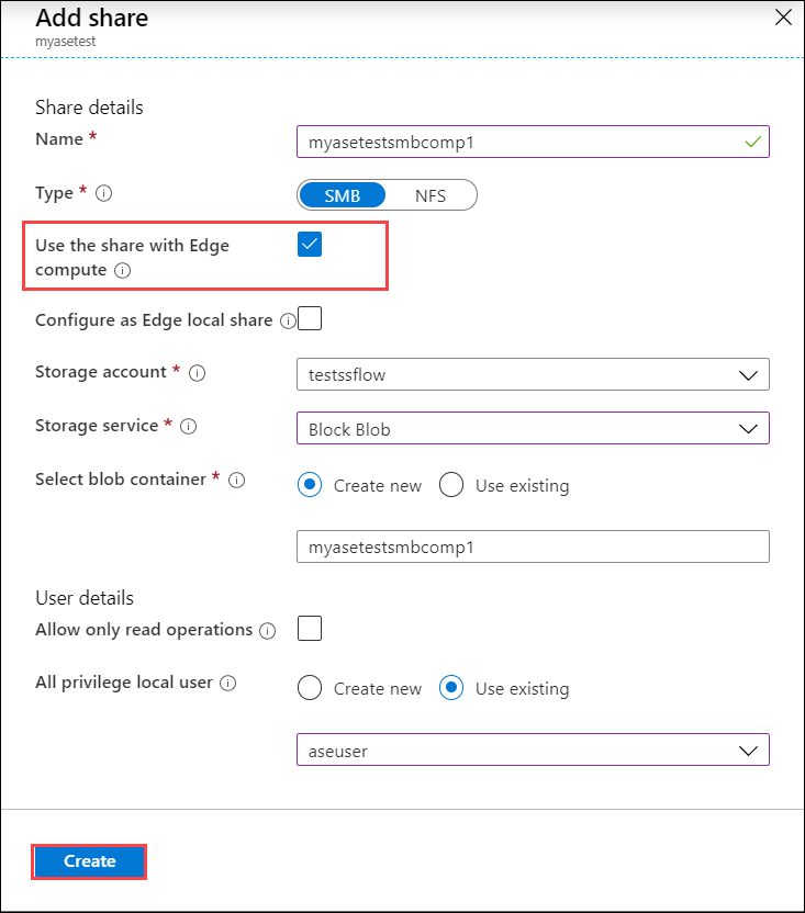 Menambahkan pembagian Azure Stack Edge