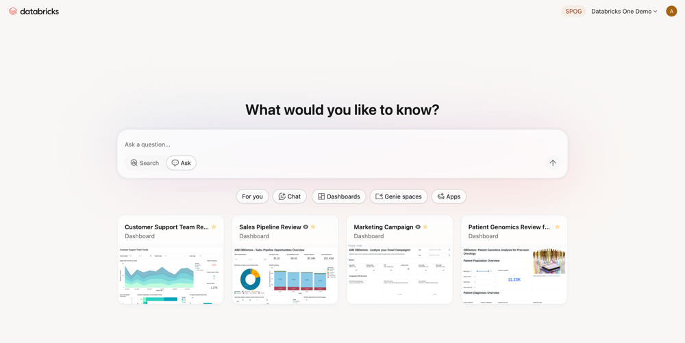 Halaman muka untuk Databricks One