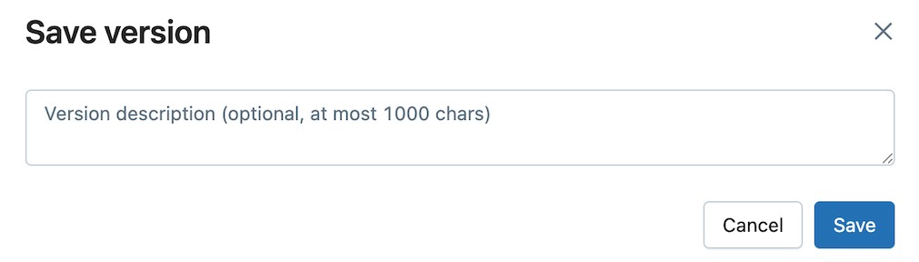 Simpan deskripsi versi.