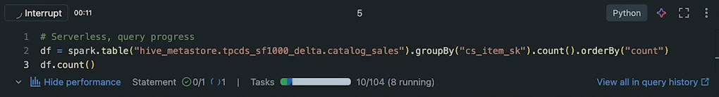bilah kemajuan tanpa server